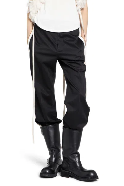 Ann Demeulemeester Fera Straight Leg Cropped Trousers In Black
