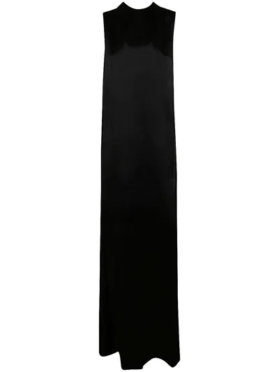 Ann Demeulemeester Fida Long Open Back Draped Dress In Black