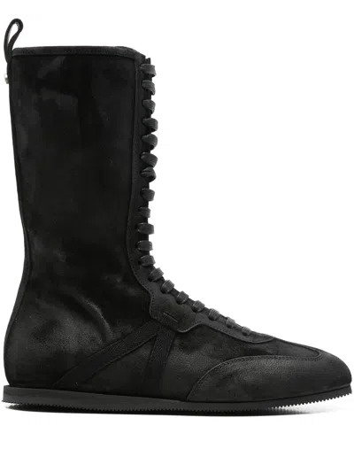 Ann Demeulemeester Fides Soft High Top Boxing Sneakers In Black