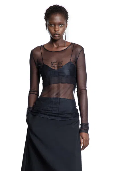 Ann Demeulemeester Fiene ''angel Divine'' Tulle Long Sleeve Top In Black