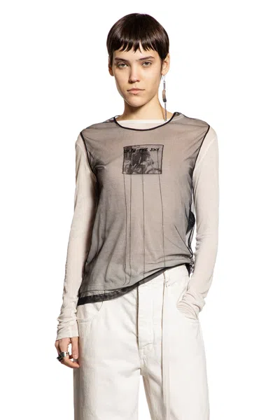 Ann Demeulemeester Fiene ''bikers Kiss'' Long Sleeve T-shirt In Sand
