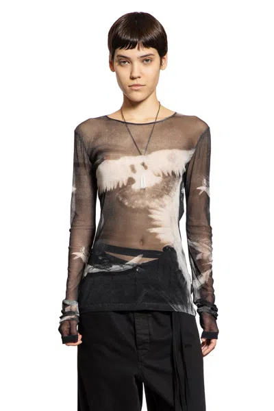 Ann Demeulemeester Fiene ''doves'' Print Long Sleeve T-shirt In Black