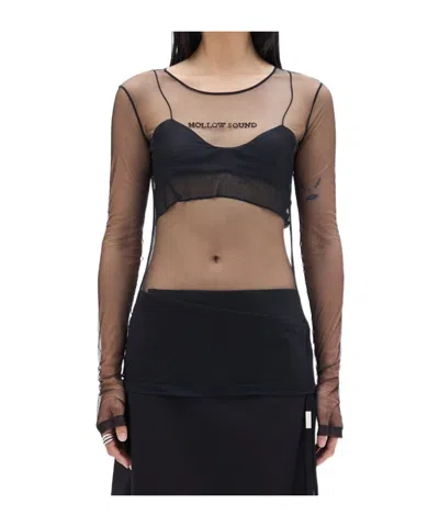 Ann Demeulemeester Fiene ''hollow Sound'' Tulle T-shirt In Black
