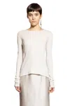Ann Demeulemeester Fiene Long Sleeve T-shirt In Cotton Rib Jersey In White