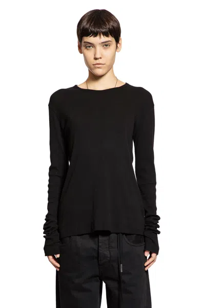 Ann Demeulemeester Fiene Long Sleeve T-shirt In Cotton Rib Jersey In Black