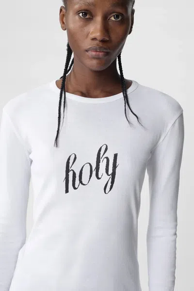 Ann Demeulemeester Fiene Printed Long Sleeve T-shirt In White