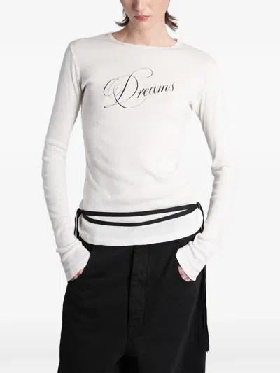 Ann Demeulemeester Fiene Ribbed-knit Long-sleeve T-shirt In White