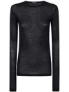 Ann Demeulemeester Fiene Long Sleeve T-shirt In Cotton Rib Jersey In Black