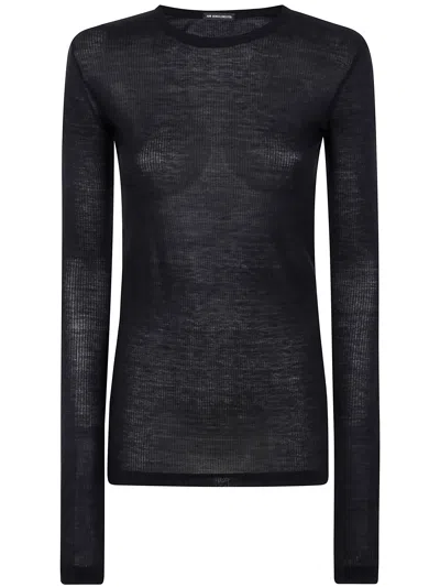 ANN DEMEULEMEESTER ANN DEMEULEMEESTER FIENE SLIM FIT LONG SLEEVES T-SHIRT VISCOSE