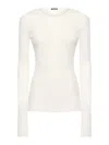 Ann Demeulemeester Fiene Ribbed Cotton Long Sleeve Top In Natural White