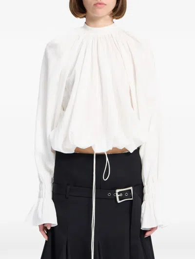 Ann Demeulemeester Flared-cuff Blouse In White