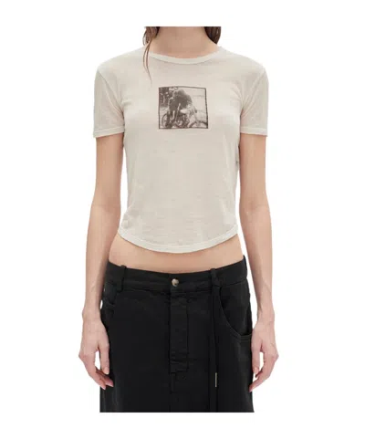 Ann Demeulemeester Floor ''bikers Kiss'' Micro T-shirt In Brown
