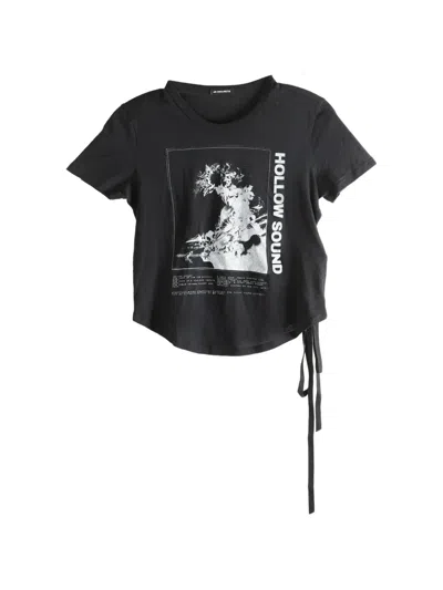 Ann Demeulemeester Floor Micro Drawstring T-shirt In Black