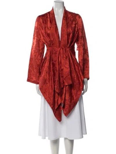 Pre-owned Ann Demeulemeester Floral Print Robe In Red