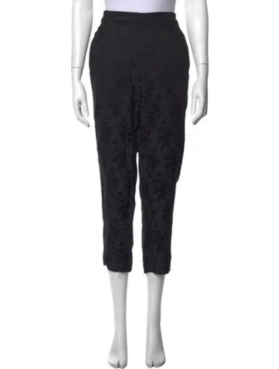 Pre-owned Ann Demeulemeester Floral Print Straight Leg Pants In Black