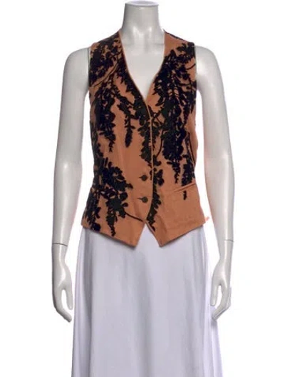 Pre-owned Ann Demeulemeester Floral Print V-neck Top In Multicolor