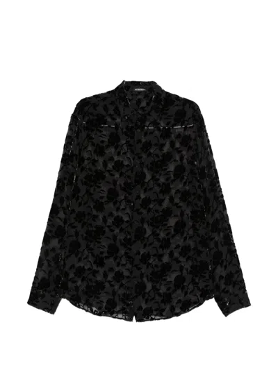 Ann Demeulemeester Floral-devoré Shirt In Black