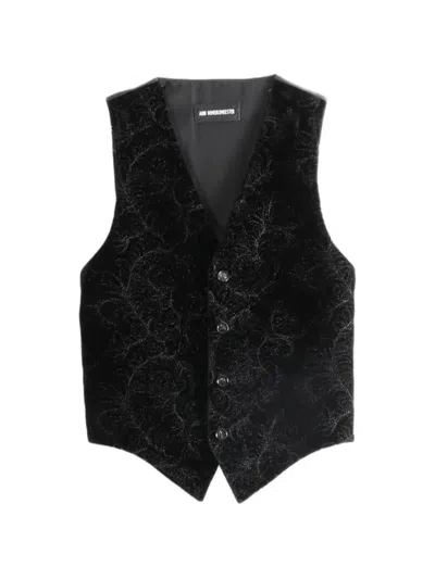 Ann Demeulemeester Floral-jacquard Waistcoat In Black