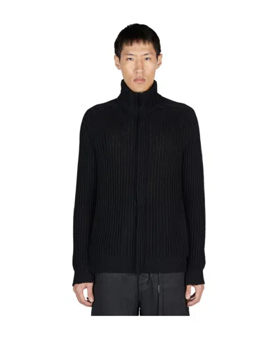 Ann Demeulemeester Frans Zipped Knitted Cardigan In Black