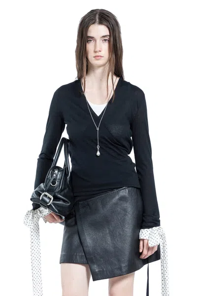 Ann Demeulemeester Fro Wrap Knit Cardigan In Black