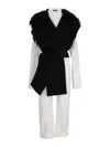 Ann Demeulemeester Manon Asymmetric Plastron Scarf With Fur Collar In Black