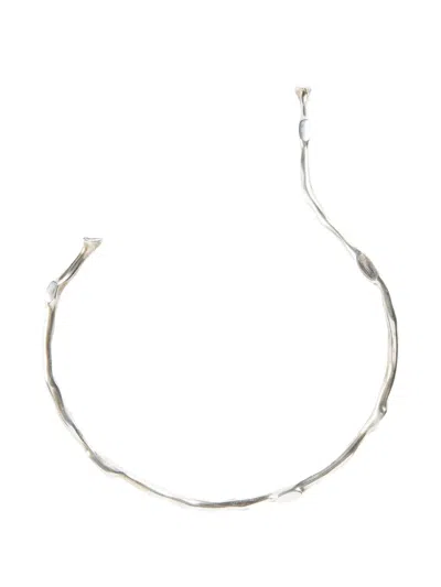 Ann Demeulemeester Futuristic Antique Silver Brass Necklace In Metallic