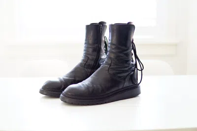 Pre-owned Ann Demeulemeester Fw14 Backlace Corset Boots In Black