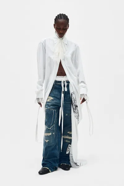 Ann Demeulemeester Gabi Long Draped Shirt In Multicolor