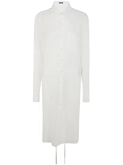 ANN DEMEULEMEESTER ANN DEMEULEMEESTER GABI LONG RELAX FIT SHIRT DRAPED ON BACK LIGHT COTTON VOILE WHITE