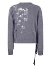 Ann Demeulemeester Gabriela Destroyed Seed Stitch Crew Neck Sweater Wi In Gray