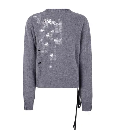 ANN DEMEULEMEESTER DISTRESSED SIDE-TIE WOOL SWEATER