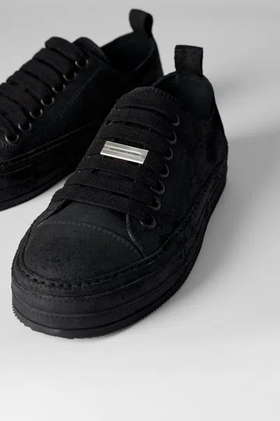 Ann Demeulemeester Gert Low Top Sneakers Crosta Painted Black In Multicolor