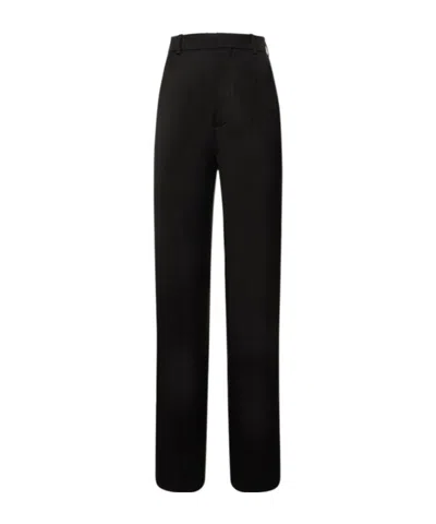 Ann Demeulemeester Gertie High Waist Satin Straight Pants In Black