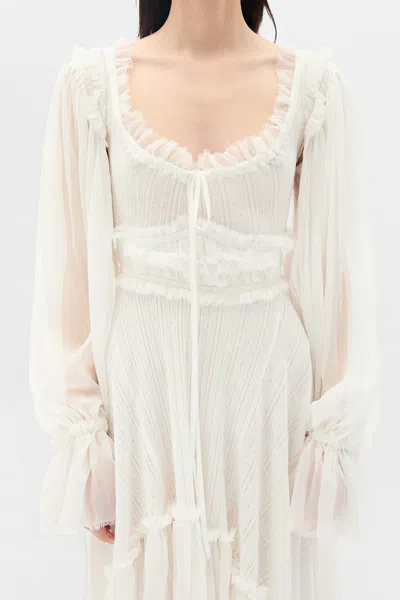 Ann Demeulemeester Giti Empire Waist Asymmetric Dress In White