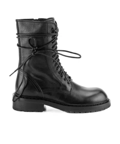 Ann Demeulemeester Grained Leather Lace-up Boots In Black