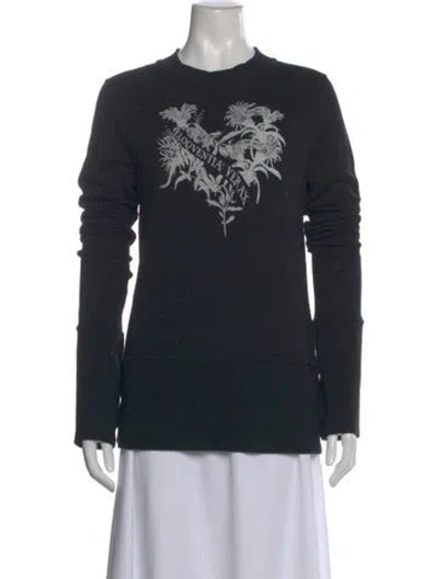 Pre-owned Ann Demeulemeester Graphic Print Crew Neck Top In Black