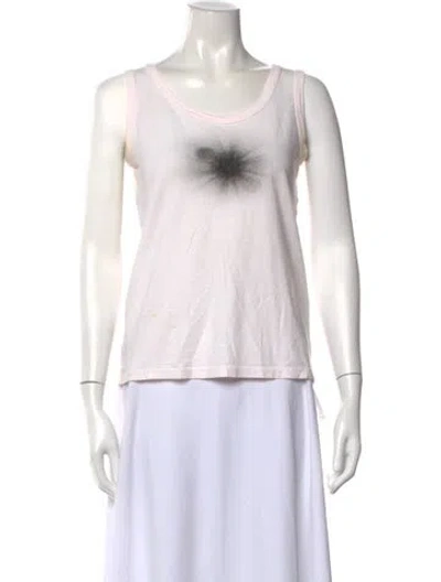 Pre-owned Ann Demeulemeester Graphic Print Crew Neck Top In Pink