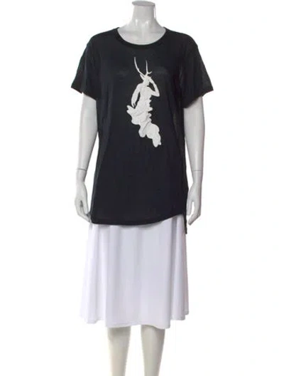 Pre-owned Ann Demeulemeester Graphic Print Crew Neck T-shirt In Black