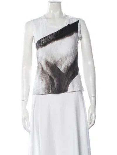 Pre-owned Ann Demeulemeester Graphic Print Crew Neck T-shirt In White