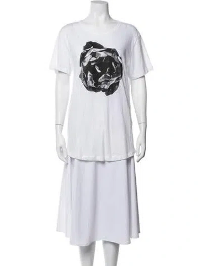Pre-owned Ann Demeulemeester Graphic Print Crew Neck T-shirt In White