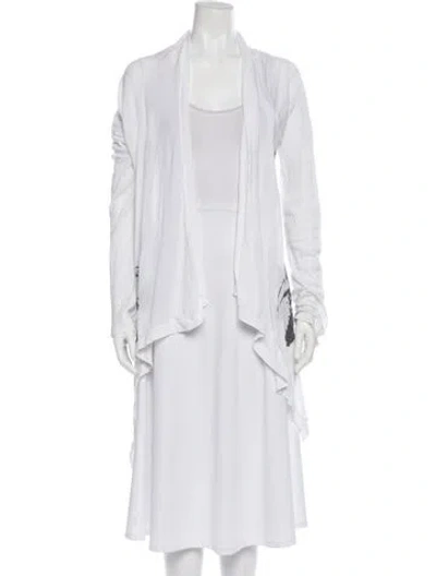 Pre-owned Ann Demeulemeester Graphic Print Open Front Top In White