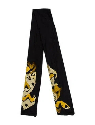 Pre-owned Ann Demeulemeester Graphic Print Scarf In Black