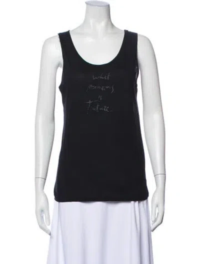 Pre-owned Ann Demeulemeester Graphic Print Scoop Neck Top In Black
