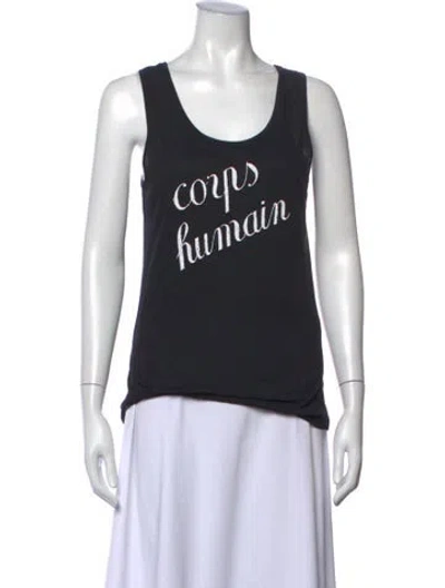 Pre-owned Ann Demeulemeester Graphic Print Scoop Neck Top In Grey
