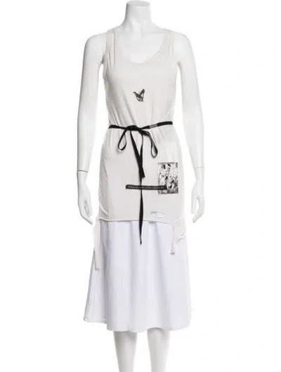 Pre-owned Ann Demeulemeester Graphic Print Scoop Neck Top In Neutral