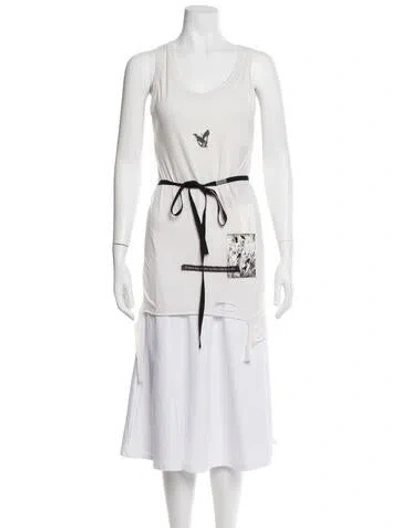 Pre-owned Ann Demeulemeester Graphic Print Scoop Neck Top In Neutral