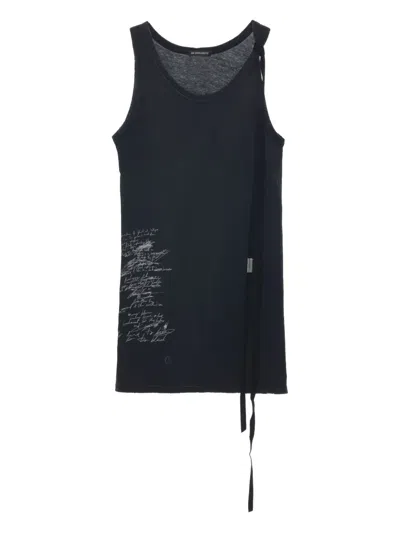 Ann Demeulemeester Graphic-print Cotton Tank Top In Black