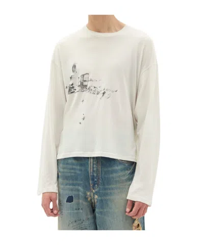 Ann Demeulemeester Graphic-print Long-sleeve T-shirt In White