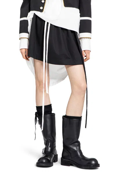 Ann Demeulemeester Haga Pleated Mini Skirt In Cotton Twill In Black