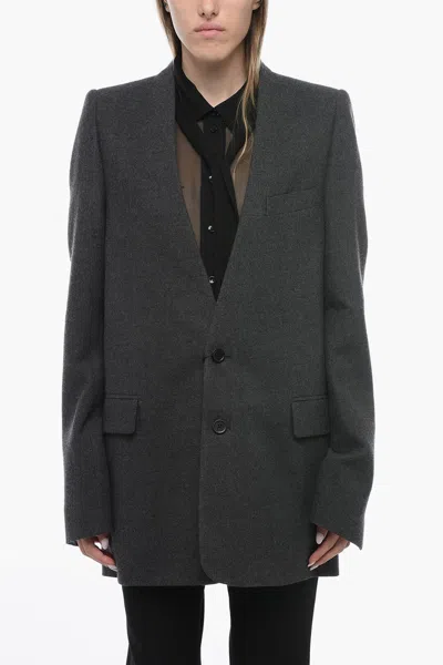Ann Demeulemeester Half-lined Collarless Grabiëlle Blazer In Grey